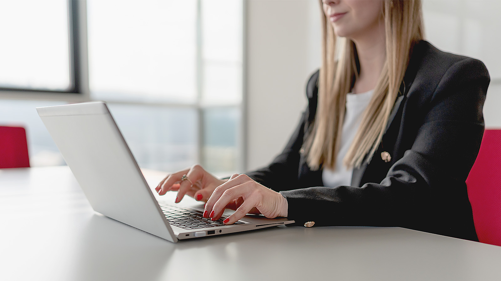 Woman using a laptop